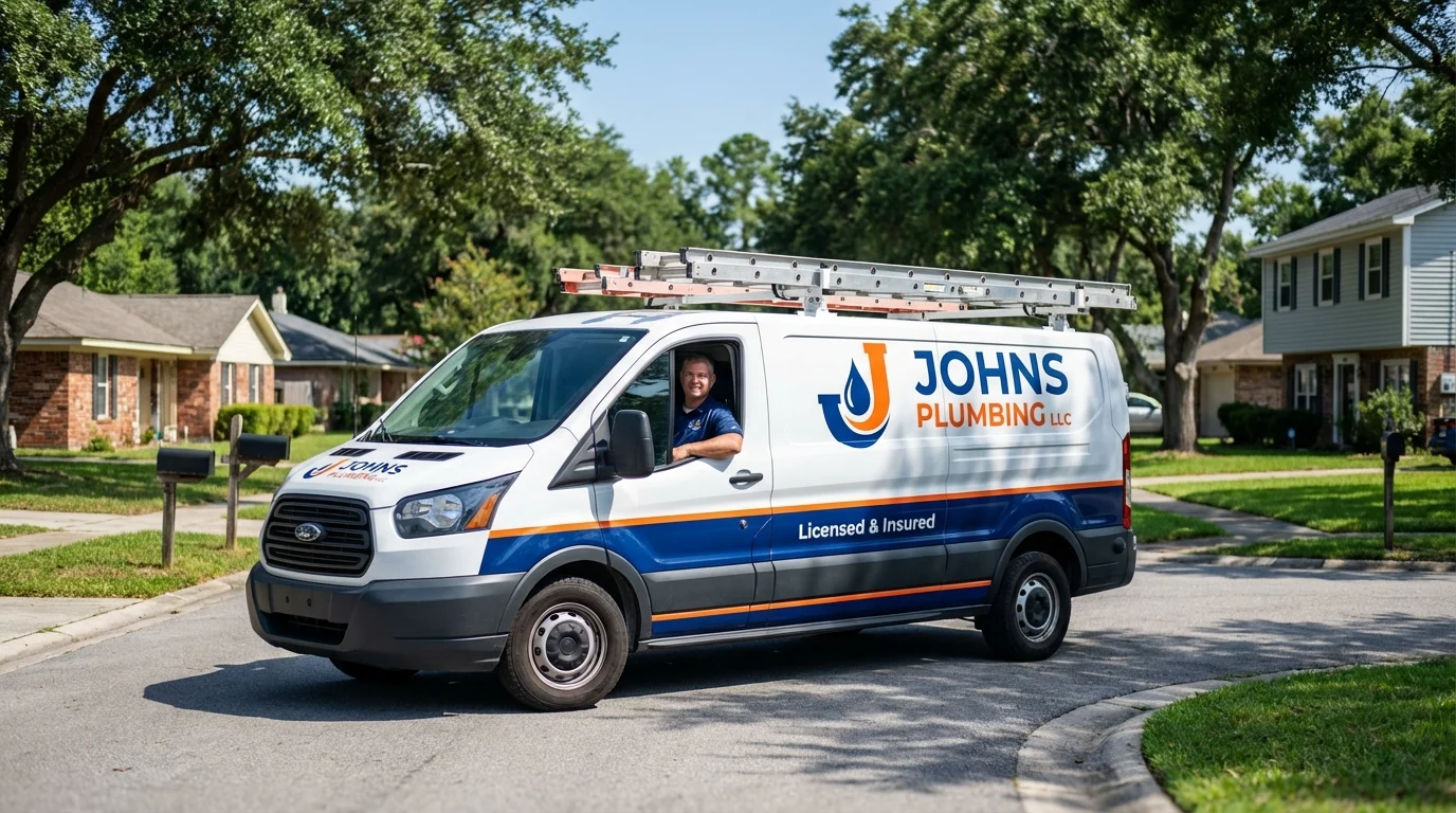 Johns Plumbing LLC service van in Mount Vernon, IA