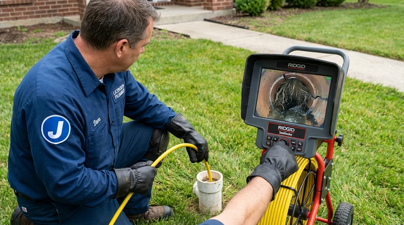 Sewer camera inspection being performed by Johns Plumbing LLC in Mount Vernon
